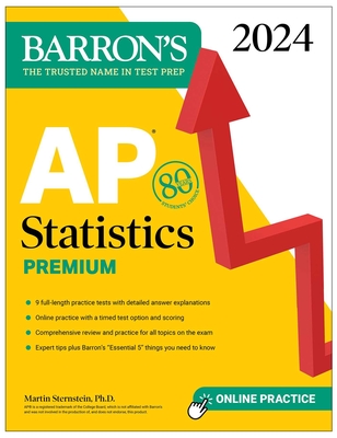 AP Statistics Premium, 2024: 9 Practice Tests + Comprehensive Review + Online Practice-cover