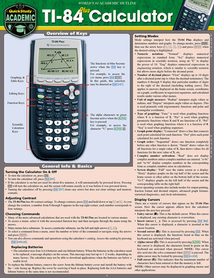 Ti 84 Plus Calculator: A Quickstudy Laminated Reference Guide-cover