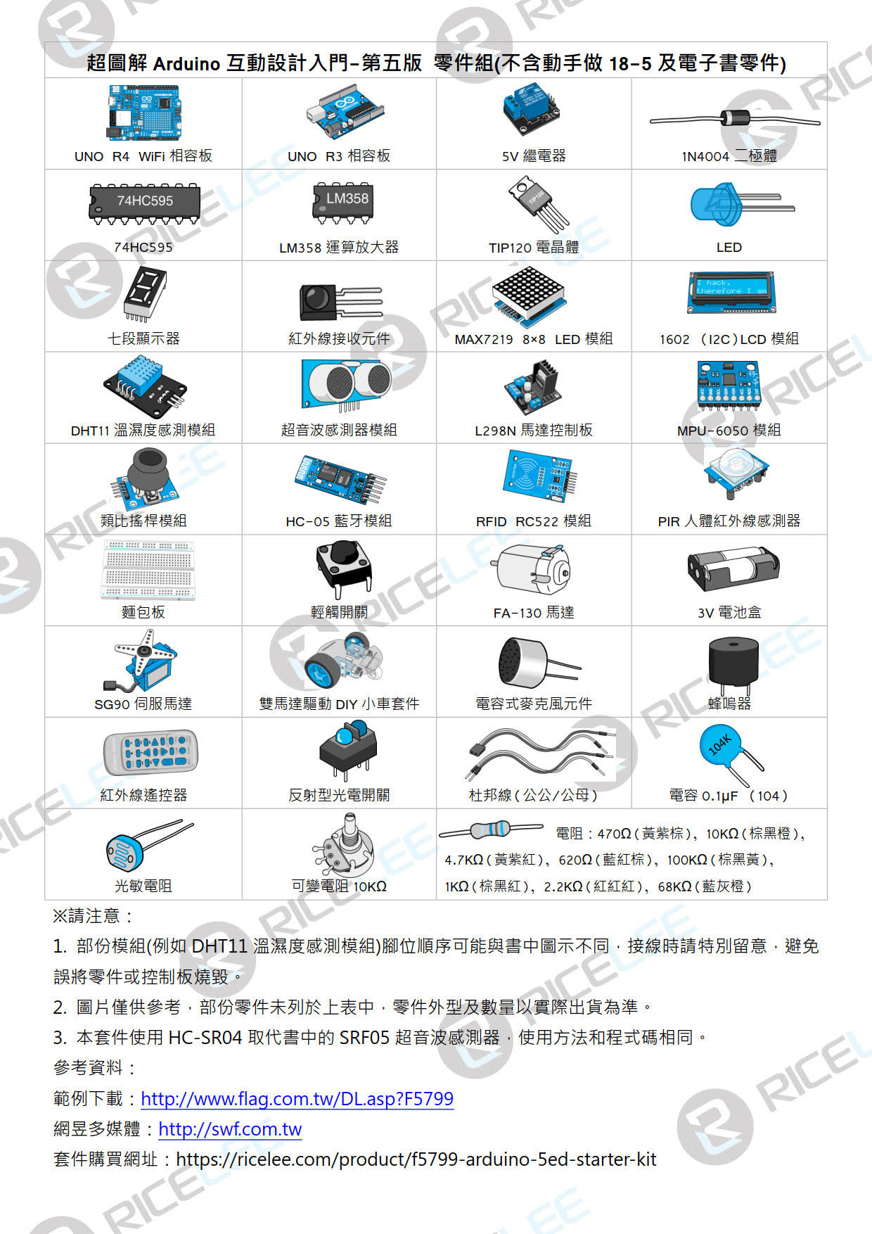 《超圖解Arduino互動設計入門 第五版》/學習套件(不含動手做18-5及電子書零件)-preview-2