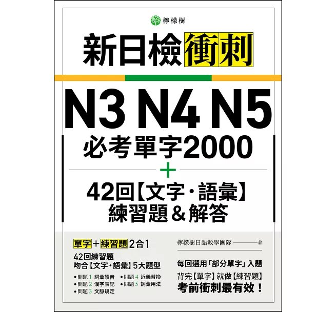 新日檢衝刺 N3 N4 N5 必考單字 2000＋42 回【文字‧語彙】練習題＆解答-preview-1