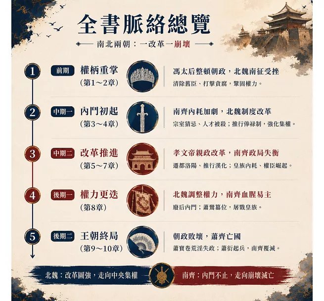 南北朝裂土誌──北魏變法與蕭氏內亂：太后臨朝、北魏南征、洛陽遷都、漢化改制、蕭氏內鬥……南北兩朝一改革一崩壞，誰能撐住亂世江山？-preview-3