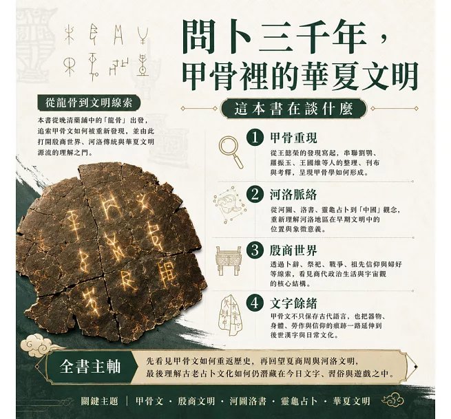 問卜三千年，甲骨裡的華夏文明：從龍骨藥材到甲骨文字，從河圖洛書到靈龜占卜，重見殷商世界與華夏文明-preview-2