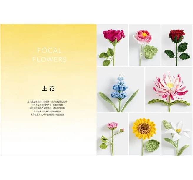 鉤織立體花束入門書:35款手作花卉與襯葉植物的鉤針編織圖案與技法全集-preview-2