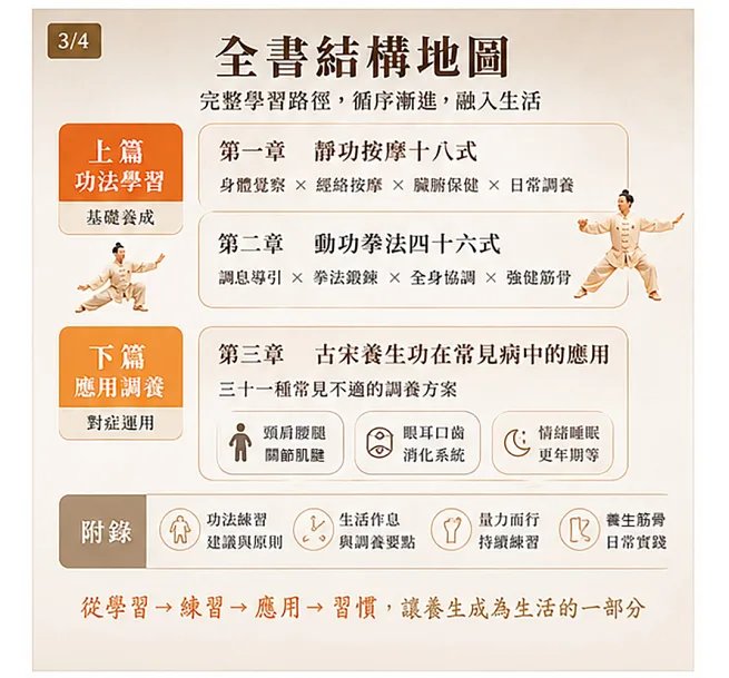 骨正筋柔,氣血自流!圖解舒筋活絡古宋養生功:靜功按摩十八式×動功拳法四十六式,從筋骨鍛鍊到三十一種常見不適的調理應用-preview-4
