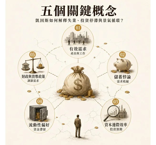當未來不值得投資,凱因斯看見的景氣真相:消費×儲蓄×投資×貨幣,從有效需求、失業到景氣循環,看懂資金充裕為什麼仍換不來工作與成長-preview-3