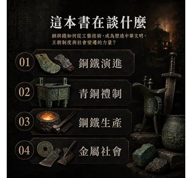 青銅、鐵器與王朝,中華冶金技術與文明興衰:商周青銅、秦漢鐵業、唐宋技術、明清產業,從古代祭祀禮器到兵器槍砲,見證金屬技術推動文明發展-preview-2