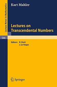 Lectures on Transcendental Numbers (Lecture Notes in Mathematics)-cover